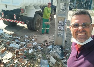 Renato Alves vistoria limpeza urbana, em Caetés I